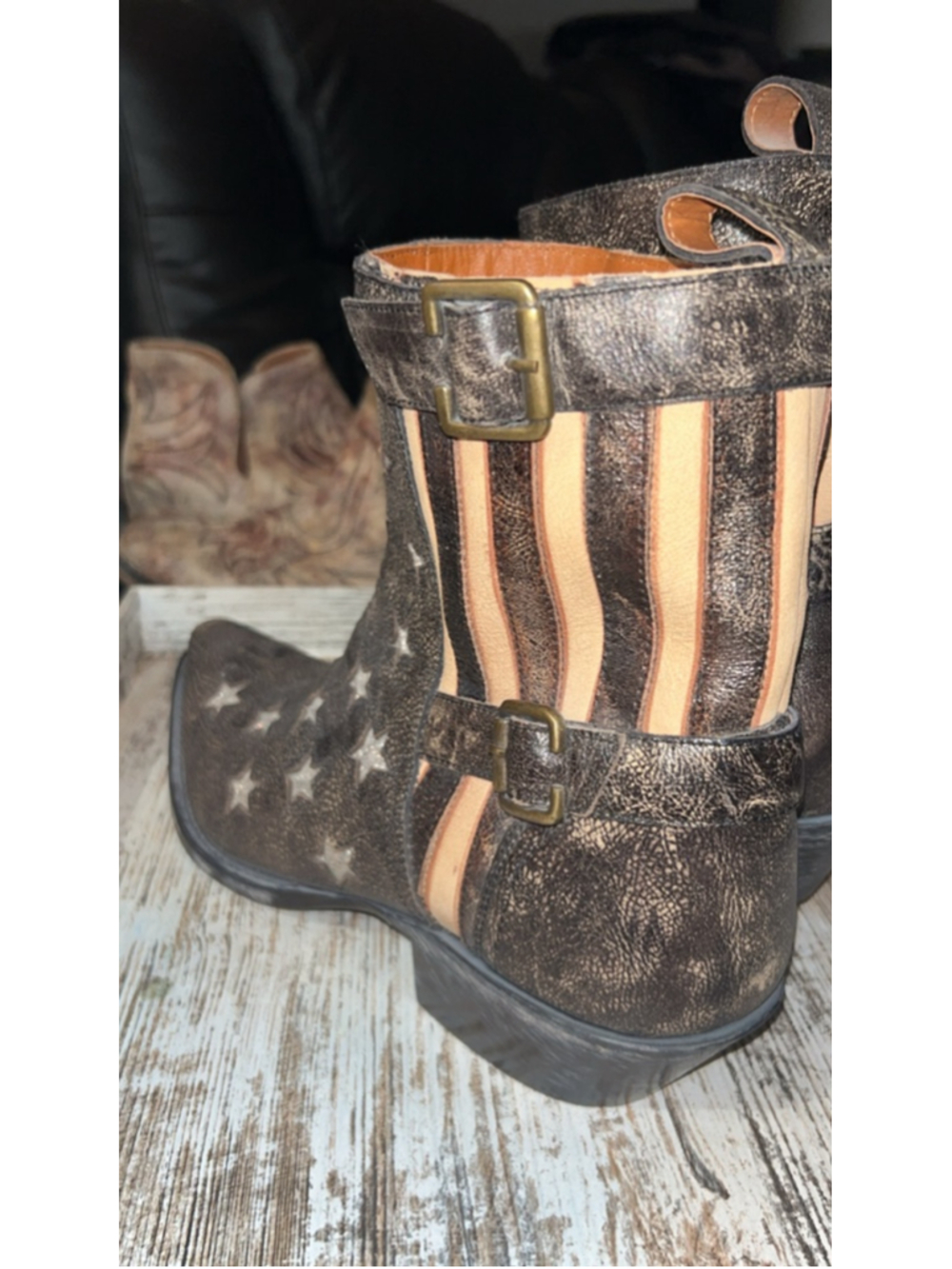 Women's Dan Post Brown & Beige Star Spangled Ankle Boots & Booties - Picture 4 of 6